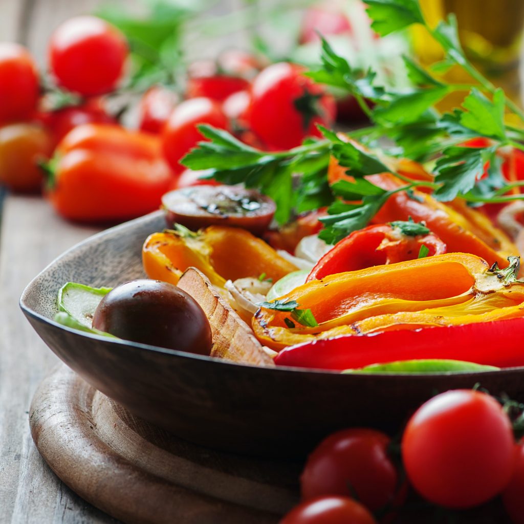 Grilled vegetables on the wooden table